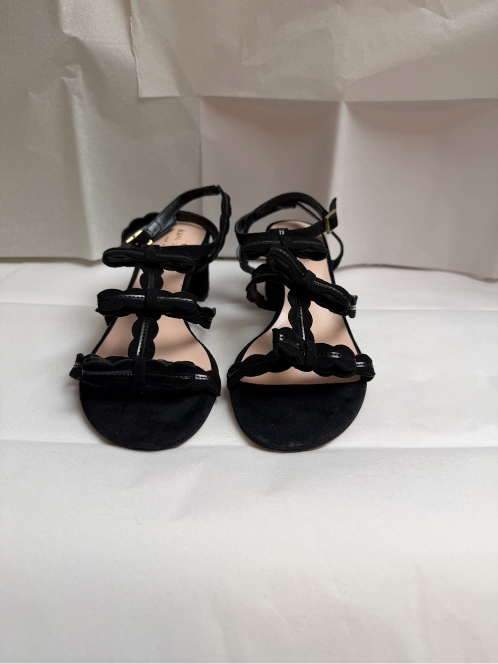 kate spade Black Suede Multi-Bow Strappy Sandals - Picture 4 of 6